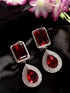 Rose Gold Plated Pink Ruby Studded Teardrop Chandelier Earring