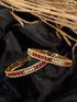Set Of 2 Red Gold Plated Handmade Red &White AD Studded Bridal Kangan Bangles
