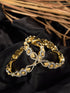 Set Of 2 Dua Toned Gold Plated Whitee AD Studded Handcrafted Leafy Design Bangles