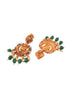 Gold Plated Intricate Temple Design Dangling Green Beads Choker Jewellery Set