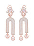 Rose Gold Plated White AD stdded Long Designer Dropdown Earrings