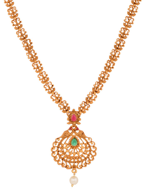 Gold Plated Grand South Indian Imitation Bridal combo Temple Jewellery Set