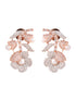 Rose Gold Plated white AD and Pearl studded Flower Stud Handcrafted Earrings