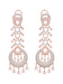 Rose Gold Plated White AD studded Circular Chandelier Dropdown Handcrafted Earrings