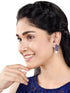 Rose Gold Plated Luxurious Blue AD studded Pearl Drop Earring