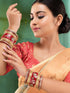 Set Of 2 GoldPlated Red & White KundanStudded Bangles