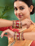 Set Of 2 GoldPlated Red & White KundanStudded Bangles