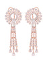 Rose Gold plated White AD studded Knotted Long Dropdown Handcrafted Earrings