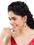 Rose Gold Plated Blue AD studded Drop Earrings
