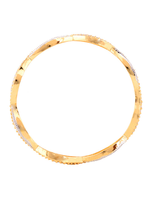 A Pair Of 2 Gold Dual Toned AD Studded hand Crafted Bangles