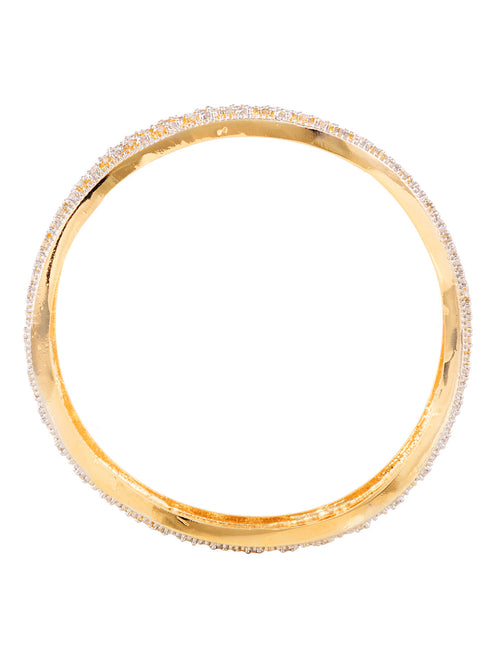 Set Of 2 Gold Plated AD Studded Cut -Out Hand Crafted Bracelet Bangles