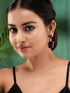 SilverPlated Maroon Faux Glass Studded Geometric Drop Earrings