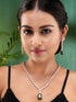 Rose Gold Toned Emerald Green AD Studded Designer Pendant Jewellery Set