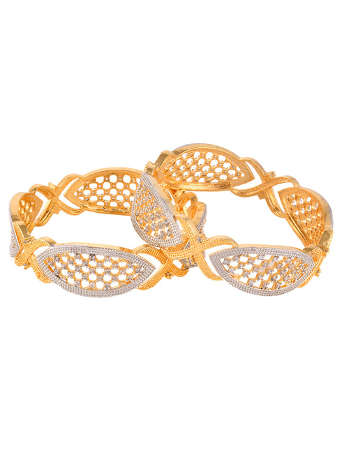 Set of 2 Dual Gold Plated Modern Blend Hand Crafted Bangles Set
