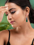 SilverPlated & Green Teardrop Shaped Drop Earrings