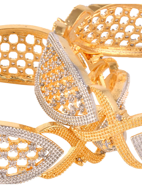 Set of 2 Dual Gold Plated Modern Blend Hand Crafted Bangles Set