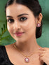 Women Pink & White Gold Plated AD & Pearl Studded Jewellery Set