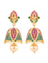 Gold Plated Multi AD and Pearl studded Handcrafted Jhumka Earrings