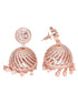 Rose Gold plated AD studded handcrafted Dome shaped Jhumka for Women & Girls