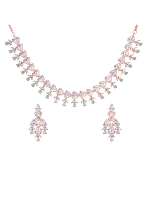 Unique triangular design Diamond Necklace Earrings Modern design for Women & Girls