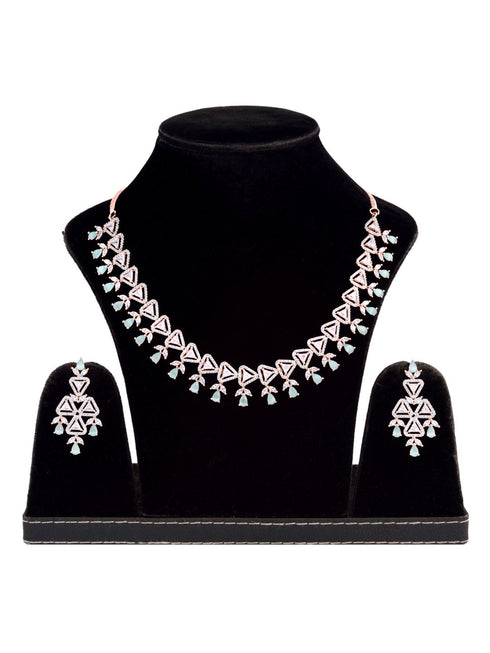 Unique triangular design Diamond Necklace Earrings Modern design for Women & Girls