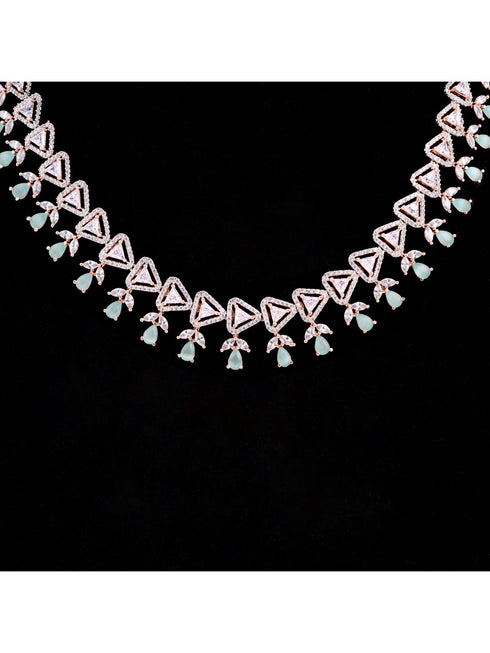 Unique triangular design Diamond Necklace Earrings Modern design for Women & Girls