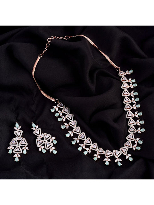 Unique triangular design Diamond Necklace Earrings Modern design for Women & Girls