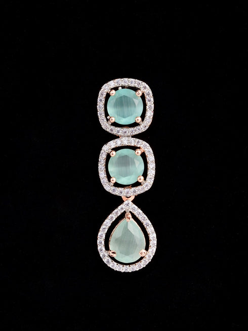 Turquoise Blue Solitaire studded Necklace Earrings for Women & Girls