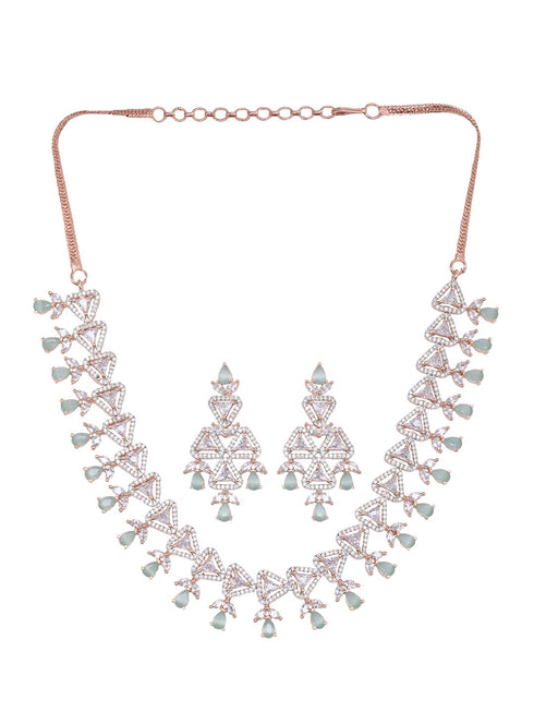 Unique triangular design Diamond Necklace Earrings Modern design for Women & Girls