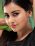SilverPlated & Green AD Studded Drop Earrings