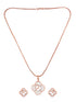 Rose Gold plated AD studded Floral design Pendant Earrings set chain