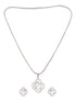 White Rhodium AD studded Floral design Pendant Earrings set chain