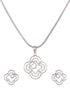 White Rhodium AD studded Floral design Pendant Earrings set chain