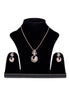 Rose Gold plated AD studded Round Pendant Earrings set chain