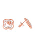 Rose Gold plated AD studded Floral design Pendant Earrings set chain