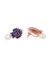 Rose Gold Plated Luxurious Blue AD studded Pearl Drop Earring