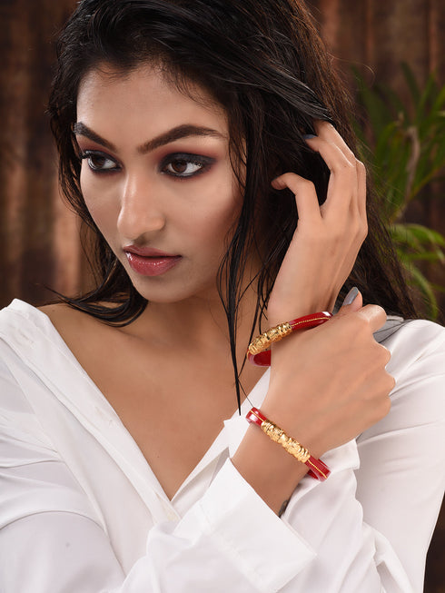Set Of 2 Red Kangan Bangle Set