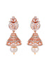 Rose Gold plated AD studded Bell shaped Hanfcrafted Jhumka Earring