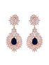 Rose Gold Plated Blue AD studded Drop Earrings