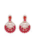 Rose Gold Plated Ruby AD studded Floral design Earrings