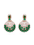 Rose Gold Plated Emerald AD studded Floral design Earrings