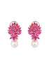 Rose Gold Plated Luxurious Pink AD studded Pearl Drop Earring