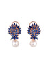 Rose Gold Plated Luxurious Blue AD studded Pearl Drop Earring