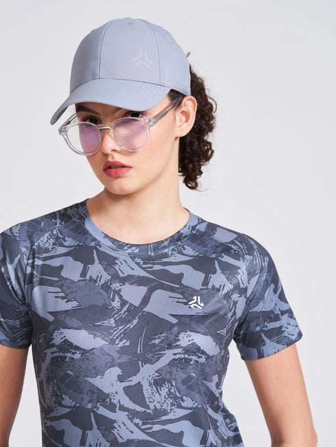 Women's Black Printed Round Neck T-Shirt