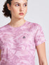 Women's Pink Printed Round Neck T-Shirt