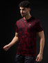 Men Abstract Print Slim Fit Crew Neck T-shirt with TECHNO COOL+