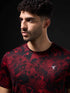 Men Abstract Print Slim Fit Crew Neck T-shirt with TECHNO COOL+