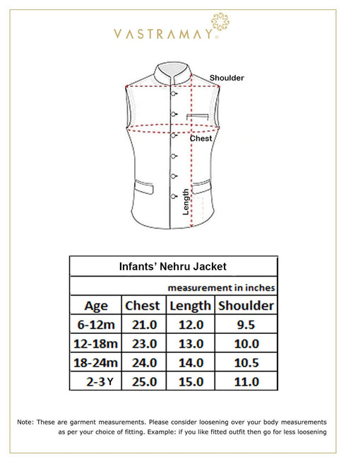 Sishu Boy's Gold -Toned Woven Design Slim-Fit Nehru Jacket