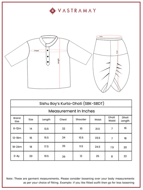 Boy's Red Kurta And Dhoti Set