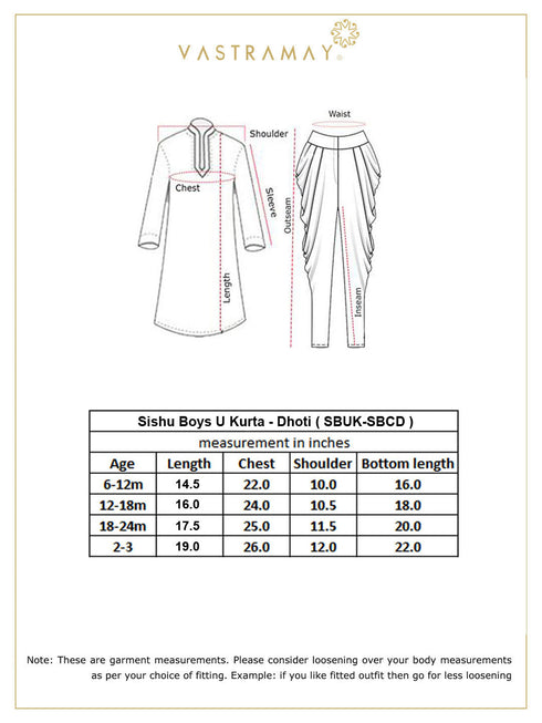 Sishu Boy's Black Kurta And Maroon Cowl Dhoti Set